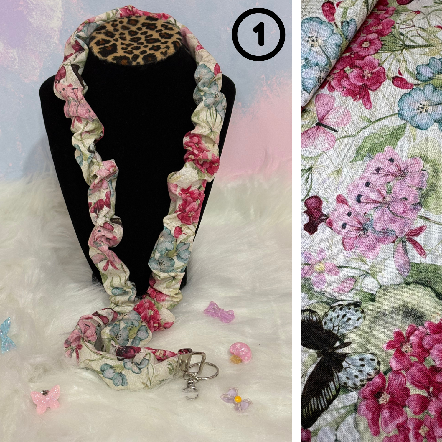 #1 Scrunchie Lanyard / Floral Pastel