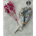 #K4 Scrunchie Keychain / Floral white