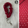 #K7 Scrunchie Keychain / Red with White dots