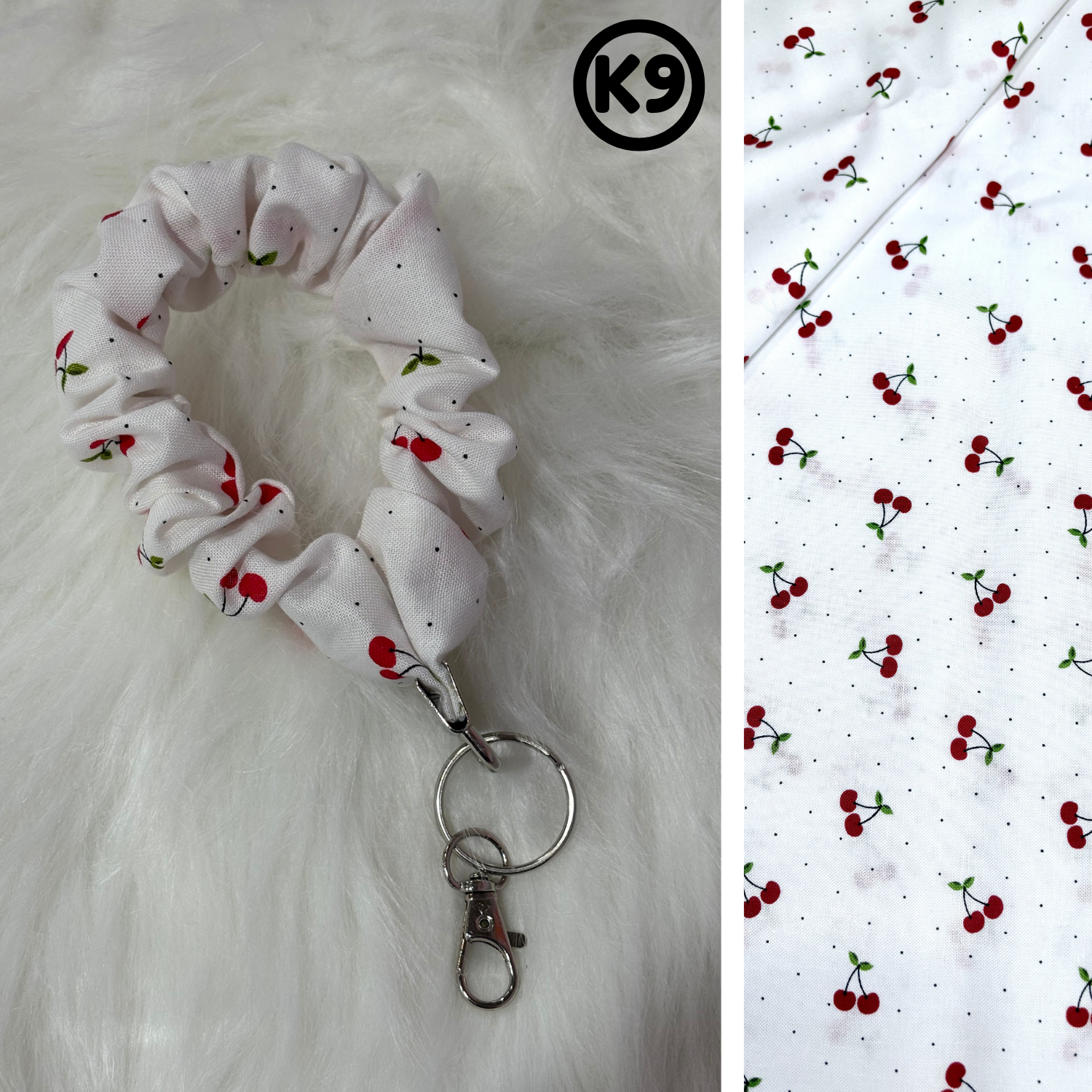 #K9 Scrunchie Keychain / Cherry White