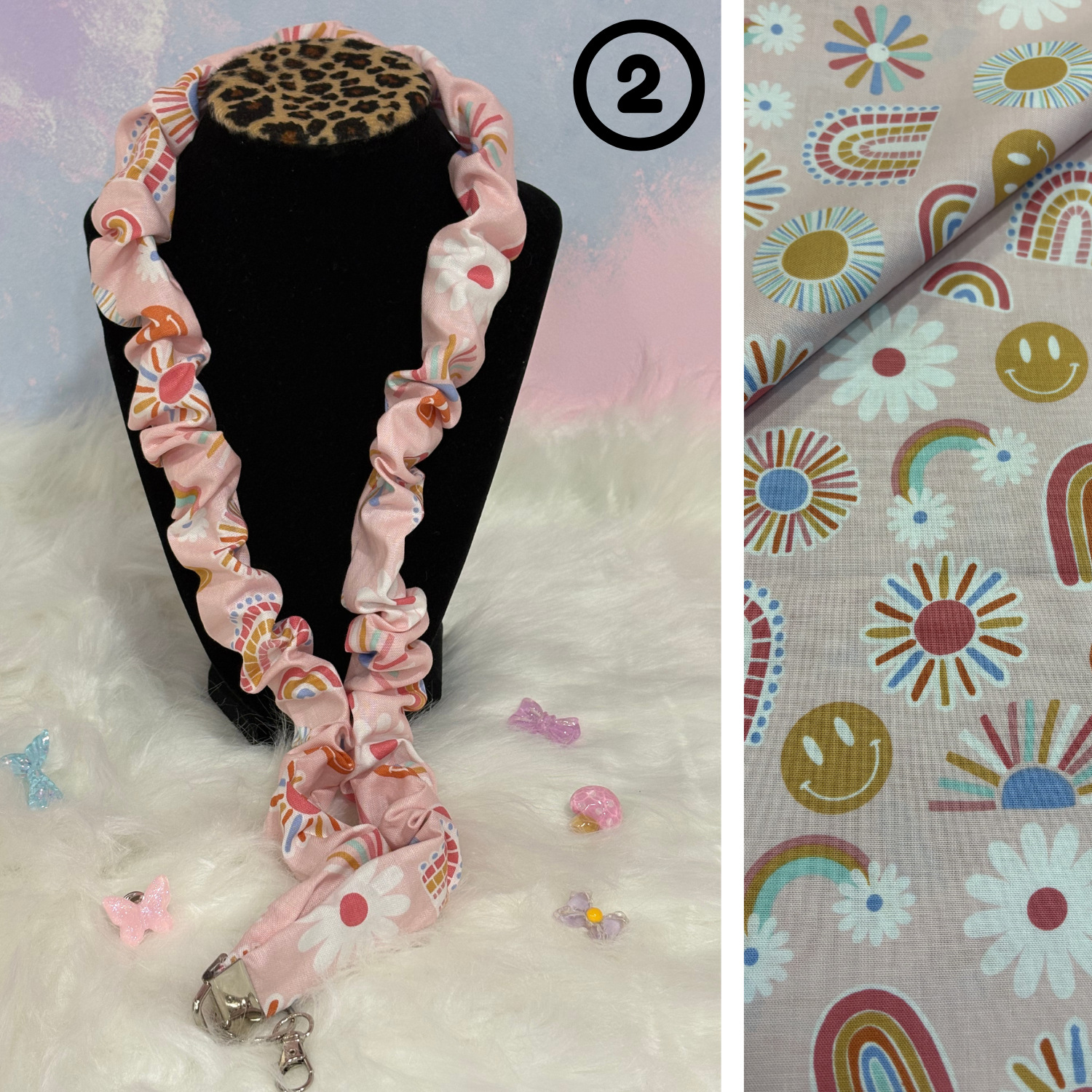 #2 Scrunchie Lanyard / Melon Rainbow
