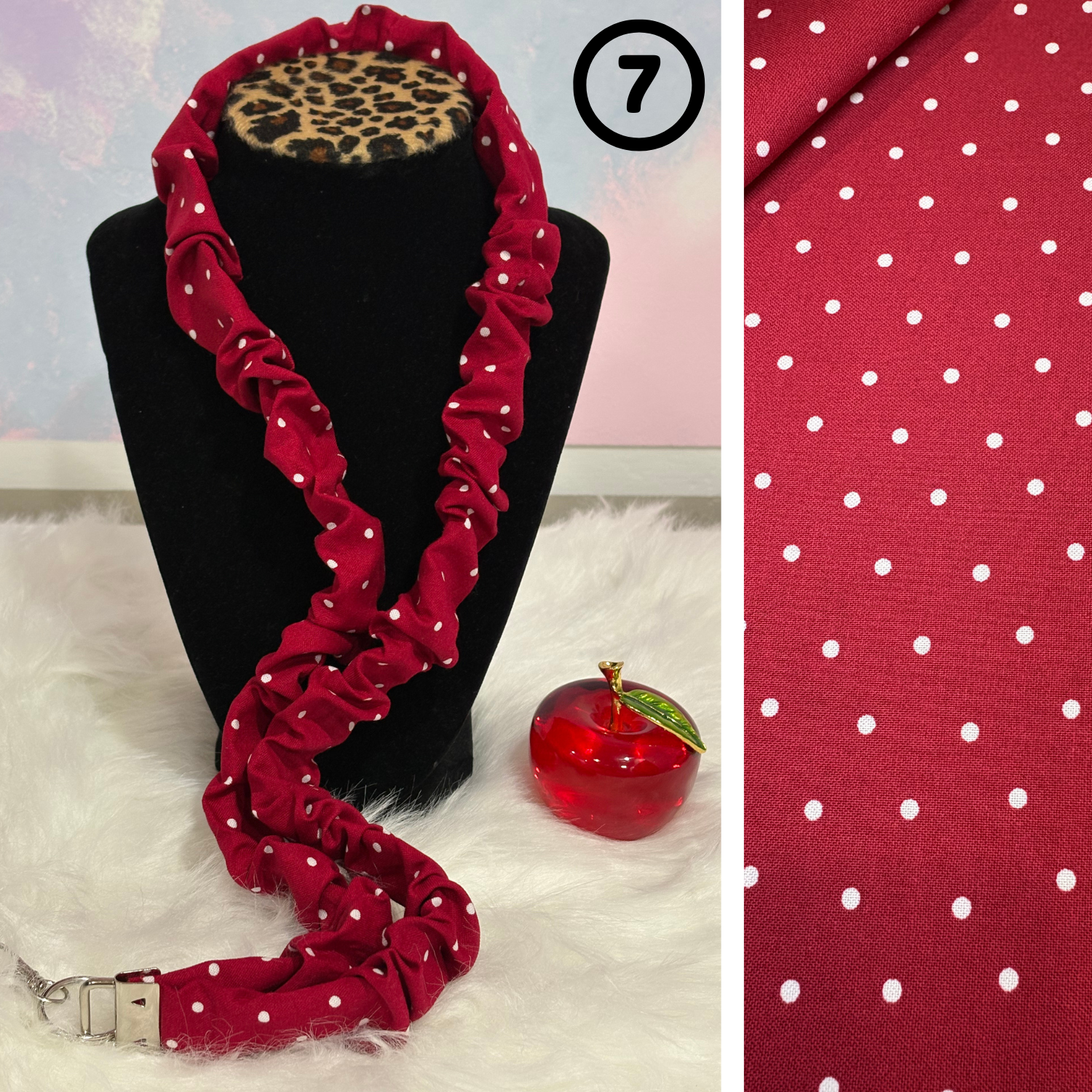 #7 Scrunchie Lanyard / Red dots