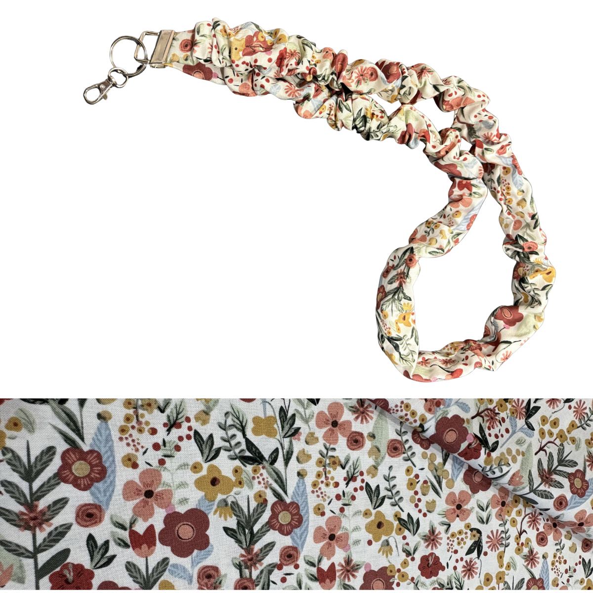 Scrunchie Lanyard / Floral Brown