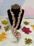 #16 Scrunchie Lanyard / Fall season white, leafs & bird