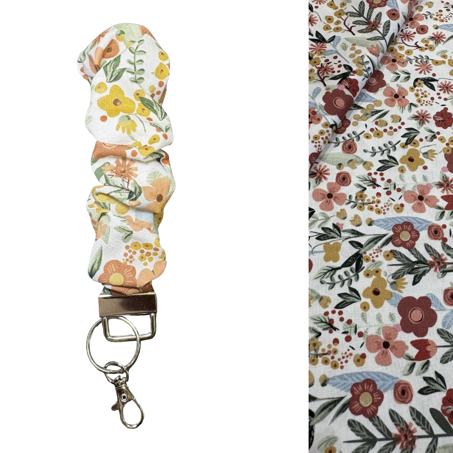 Scrunchie Keychain / Floral brown